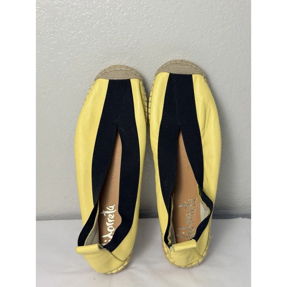 Vidorreta Women’s Yellow Leather Espadrilles Flats Made in Spain Size 40